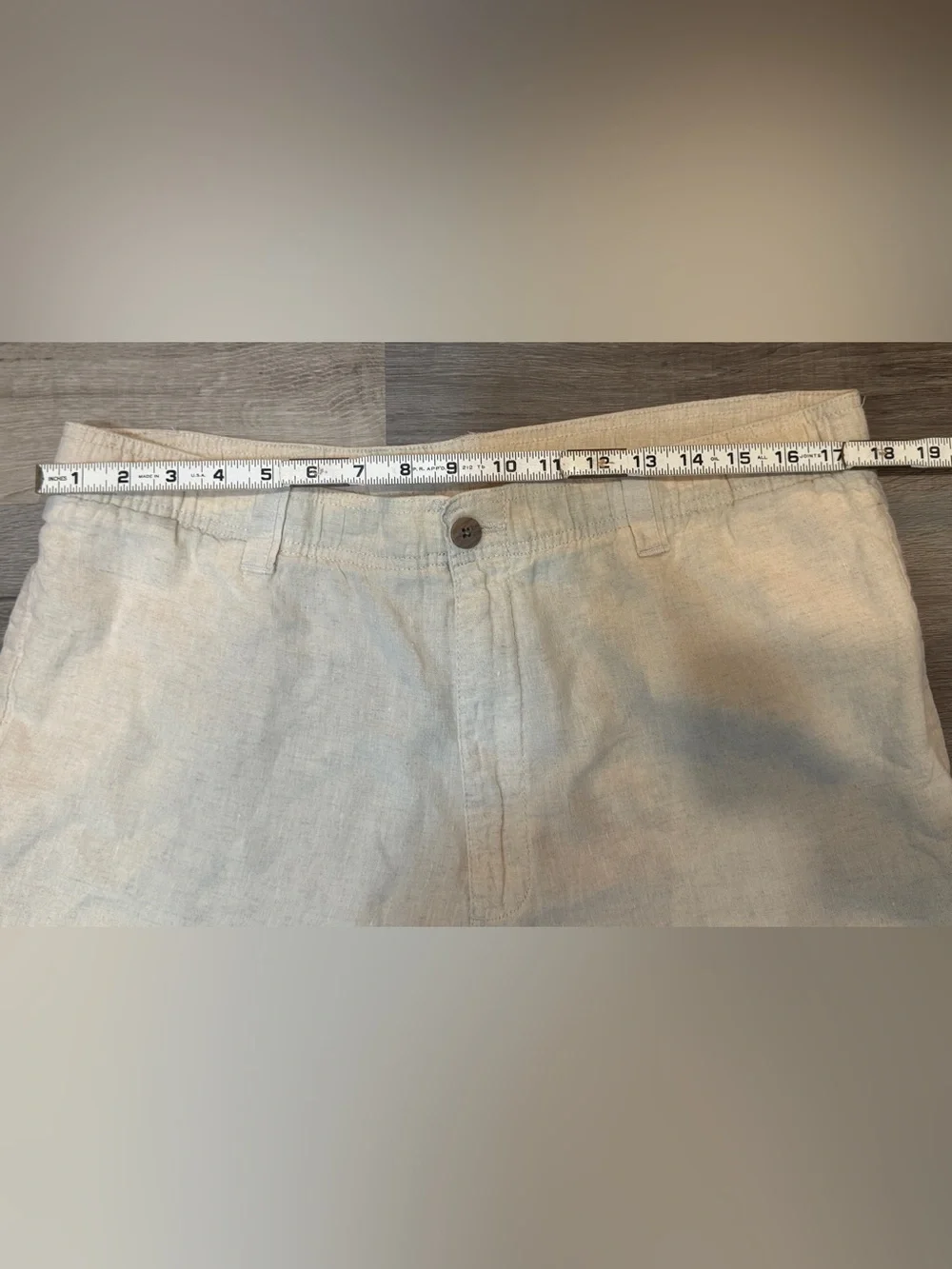 Men's 100% Linen Casual Beige Flat Front Pants